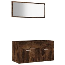 Banff Wooden 2 Piece Bathroom Furniture Set In Smoked Oak