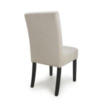 Mendoza Natural Fabric Dining Chairs With Black Legs In Pair