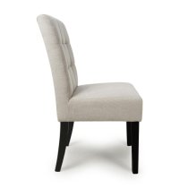 Mendoza Natural Fabric Dining Chairs With Black Legs In Pair