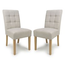 Mendoza Natural Fabric Dining Chairs With Natural Legs In Pair