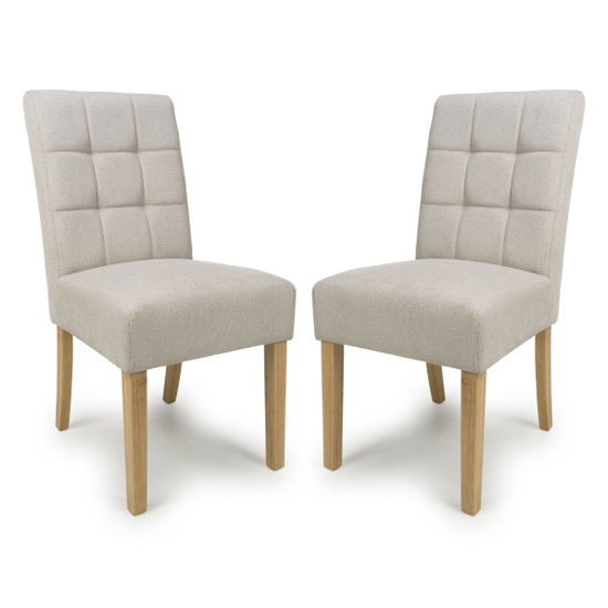 Mendoza Natural Fabric Dining Chairs With Natural Legs In Pair