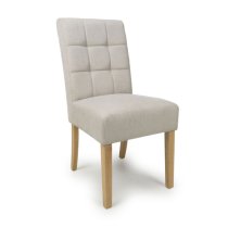 Mendoza Natural Fabric Dining Chairs With Natural Legs In Pair