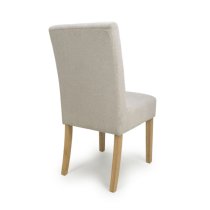 Mendoza Natural Fabric Dining Chairs With Natural Legs In Pair