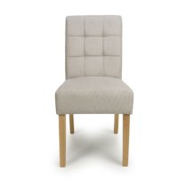 Mendoza Natural Fabric Dining Chairs With Natural Legs In Pair