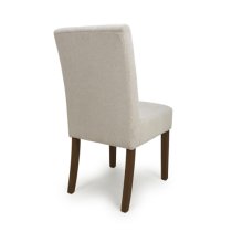 Mendoza Natural Fabric Dining Chairs With Walnut Legs In Pair