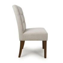 Mendoza Natural Fabric Dining Chairs With Walnut Legs In Pair