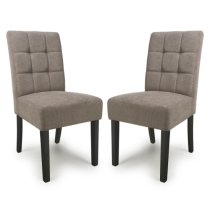 Mendoza Light Brown Fabric Dining Chairs With Black Legs In Pair