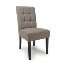 Mendoza Light Brown Fabric Dining Chairs With Black Legs In Pair