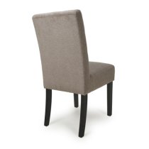 Mendoza Light Brown Fabric Dining Chairs With Black Legs In Pair