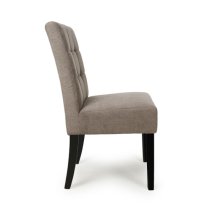 Mendoza Light Brown Fabric Dining Chairs With Black Legs In Pair