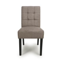 Mendoza Light Brown Fabric Dining Chairs With Black Legs In Pair