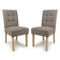 Mendoza Light Brown Fabric Dining Chairs With Natural Legs In Pair