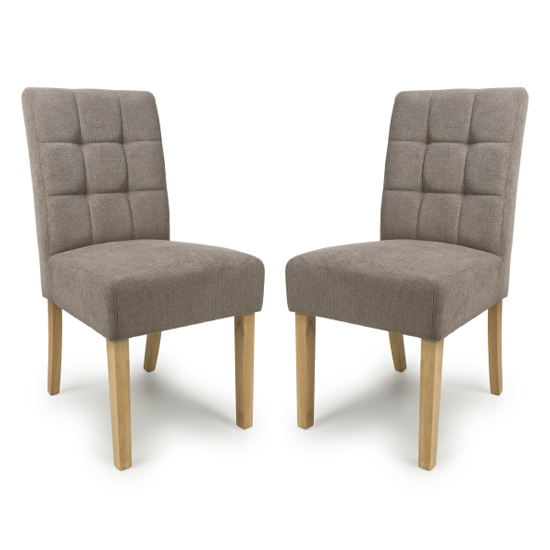 Mendoza Light Brown Fabric Dining Chairs With Natural Legs In Pair