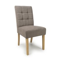 Mendoza Light Brown Fabric Dining Chairs With Natural Legs In Pair