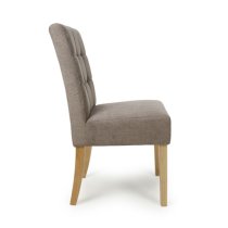 Mendoza Light Brown Fabric Dining Chairs With Natural Legs In Pair