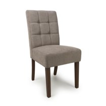 Mendoza Light Brown Fabric Dining Chairs With Walnut Legs In Pair