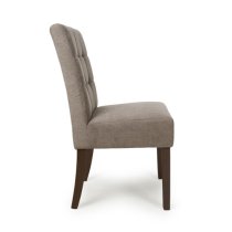 Mendoza Light Brown Fabric Dining Chairs With Walnut Legs In Pair