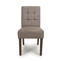 Mendoza Light Brown Fabric Dining Chairs With Walnut Legs In Pair