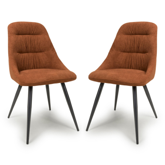 Calhoun Burnt Orange Linen Effect Fabric Dining Chairs In Pair