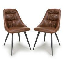 Calhoun Tan Faux Leather Dining Chairs In Pair