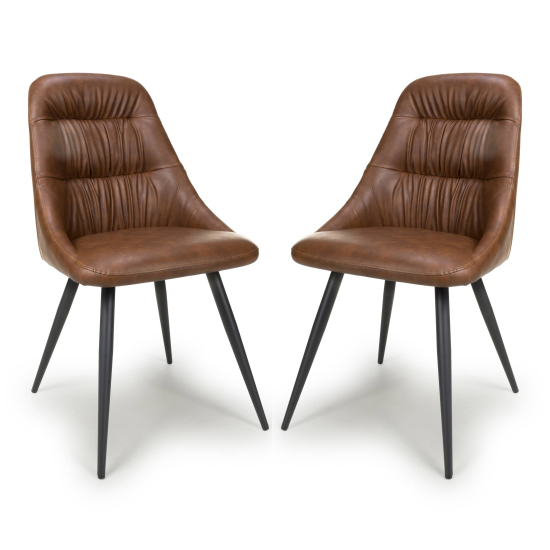 Calhoun Tan Faux Leather Dining Chairs In Pair