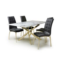 Avon Dining Table With Gold legs And 4 Justin Black Chairs