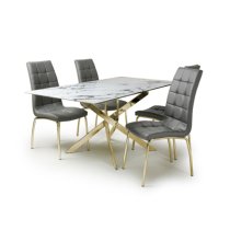 Avon Dining Table With Gold legs And 4 Justin Grey Chairs