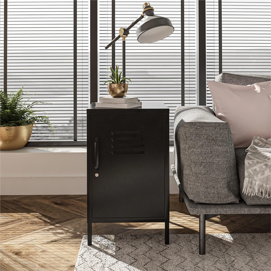 Marina Metal End Table With 1 Door In Black