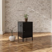 Marina Metal End Table With 1 Door In Black