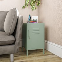 Marina Metal End Table With 1 Door In Pale Green