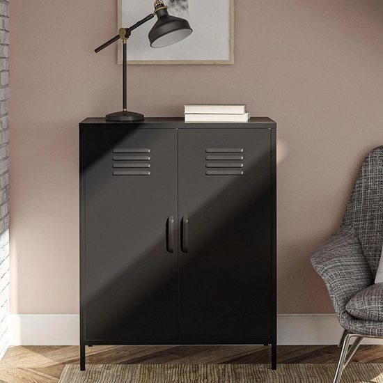 Marina Metal Storage Cabinet With 2 Doors In Black