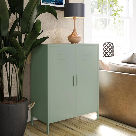 Marina Metal Storage Cabinet With 2 Doors In Pale Green