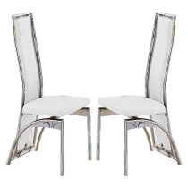 Chicago White Faux Leather Dining Chairs In Pair