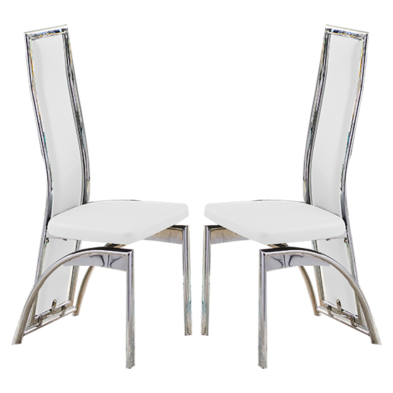 Chicago White Faux Leather Dining Chairs In Pair