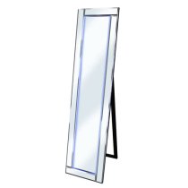 Bevelled Silver Cheval Freestanding Mirror With White Led Light