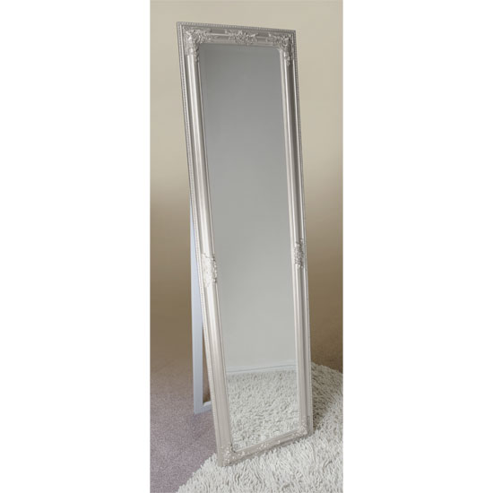 Rocco Cheval Silver Floral Frame Freestanding Mirror