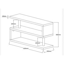 Miami High Gloss S Shape Design TV Stand In Black