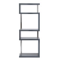 Miami High Gloss Slim Shelving Unit In Grey