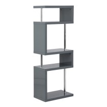 Miami High Gloss Slim Shelving Unit In Grey