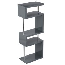 Miami High Gloss Slim Shelving Unit In Grey