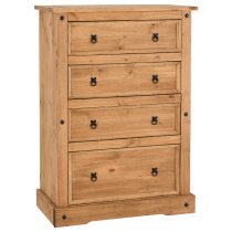 Central Wooden Chest Of 4 Drawers Tall In Oak