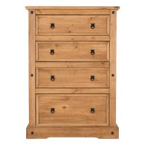 Central Wooden Chest Of 4 Drawers Tall In Oak