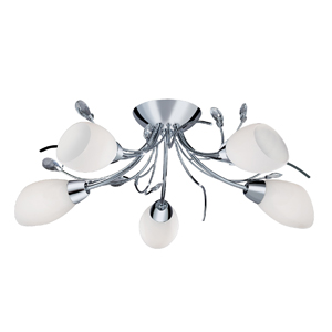 Gardenia Chrome Semi-flush With Crystal Detail And Opal Glass Sh