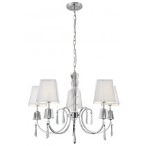 Portico Chrome 5 Light Fitting With Crystal Drops