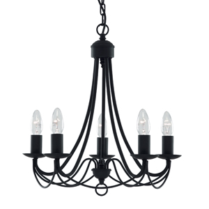 Maypole Matt Black 5 Lamp Ceiling Light