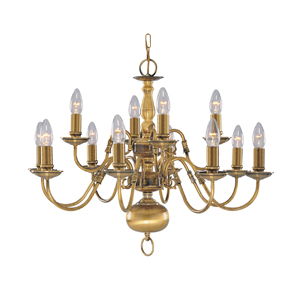 Flemish Polished Brass 12LT Ceiling Light