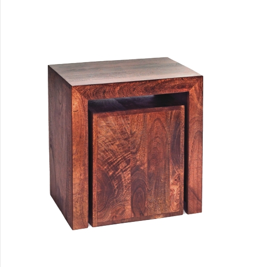 Mango Wood Cubed Nest of 2 Tables