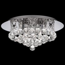 Hanna Chrome Flush Crystal Ball 4 Light Ceiling Light