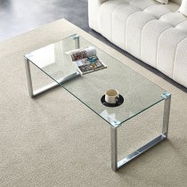 Megan Clear Glass Rectangular Coffee Table With Chrome Legs