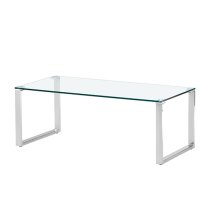 Megan Clear Glass Rectangular Coffee Table With Chrome Legs